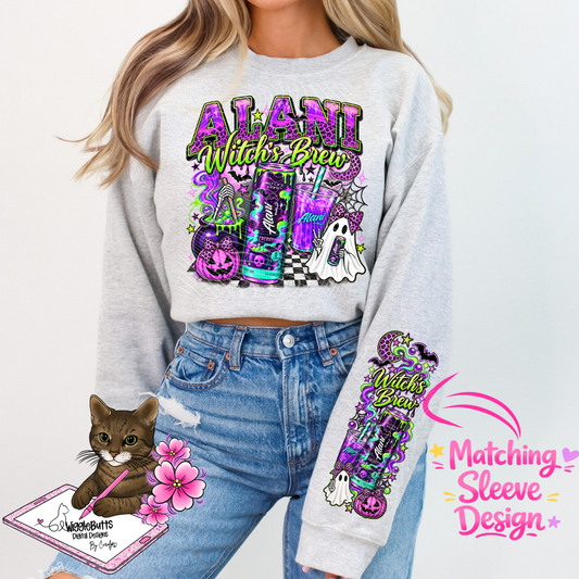 Energy Drink Halloween Witch PNG Design and Matching PNG Sleeve Design