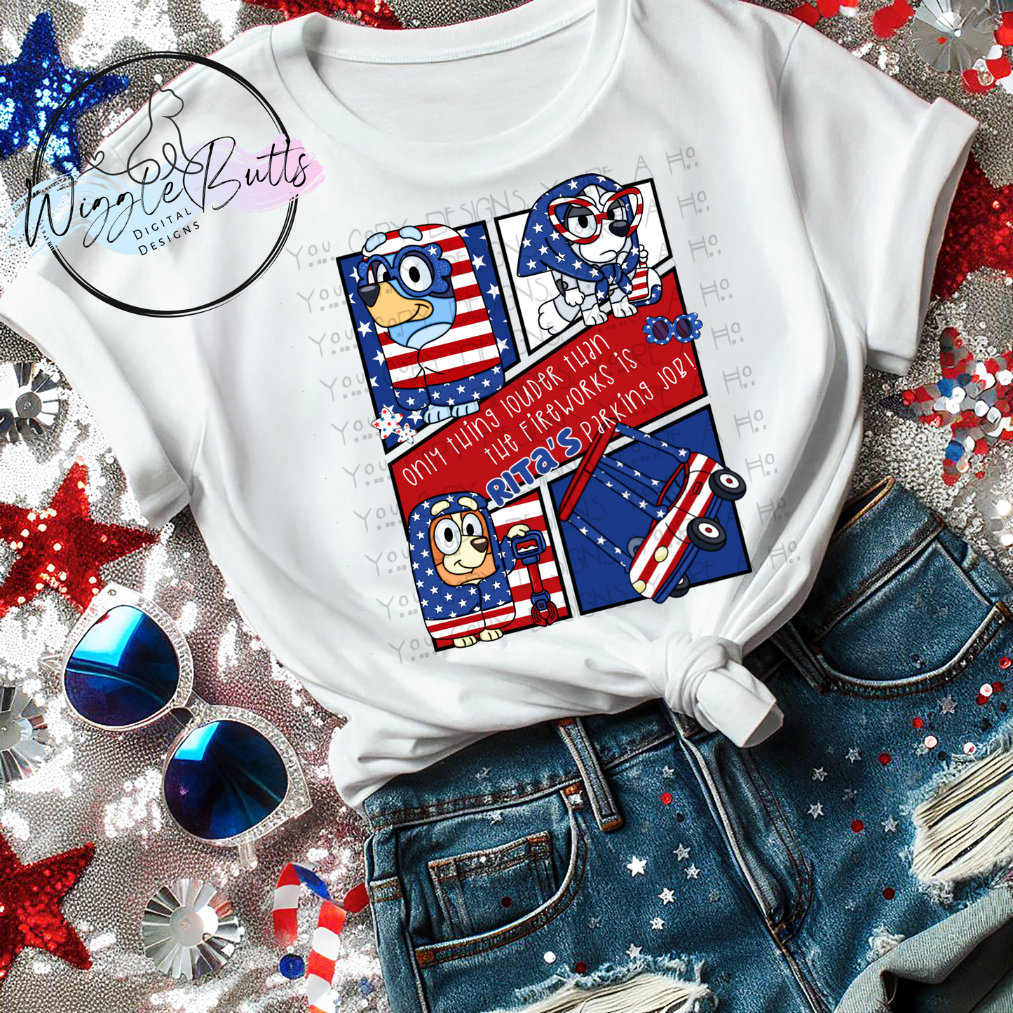 Dogs Puppy Grannies 4th of July PNG Design