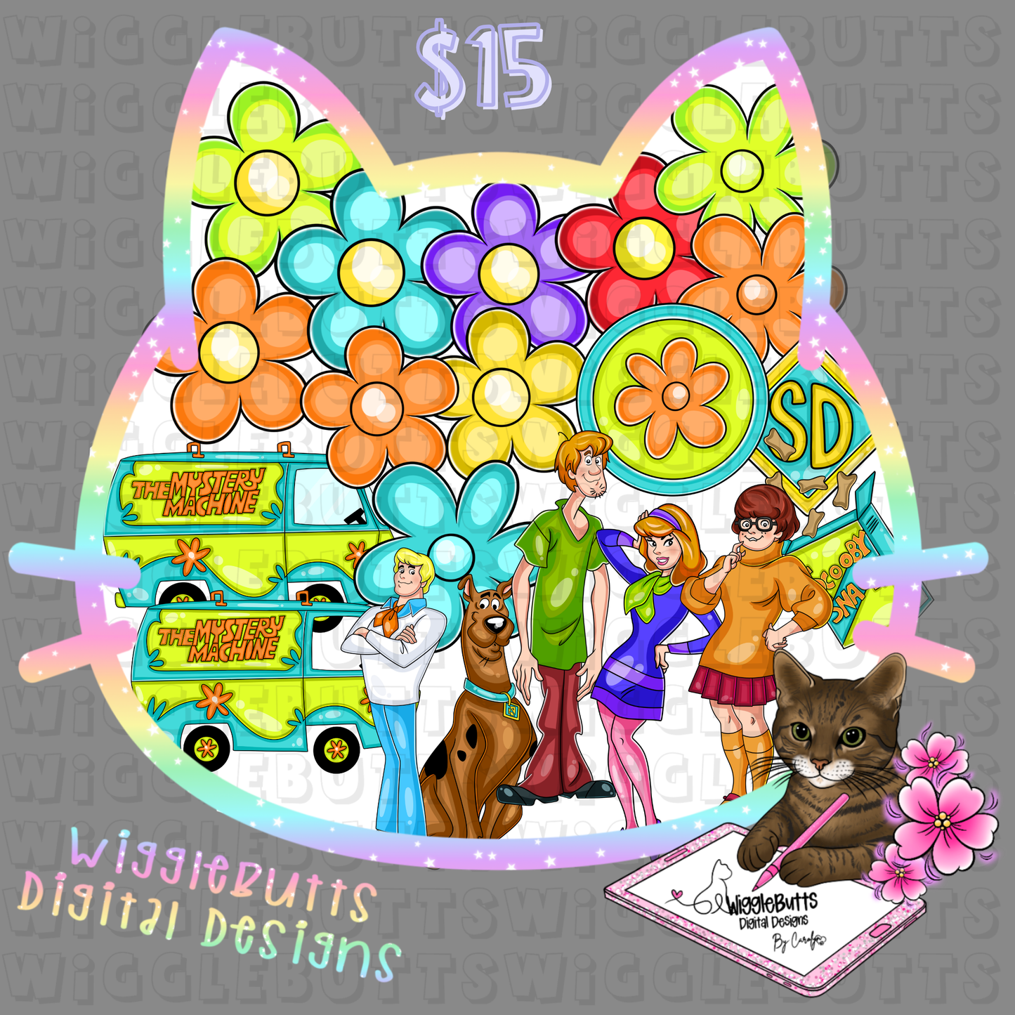 Old School Retro Groovy Ghost Hunter Dog ClipArt Bundle