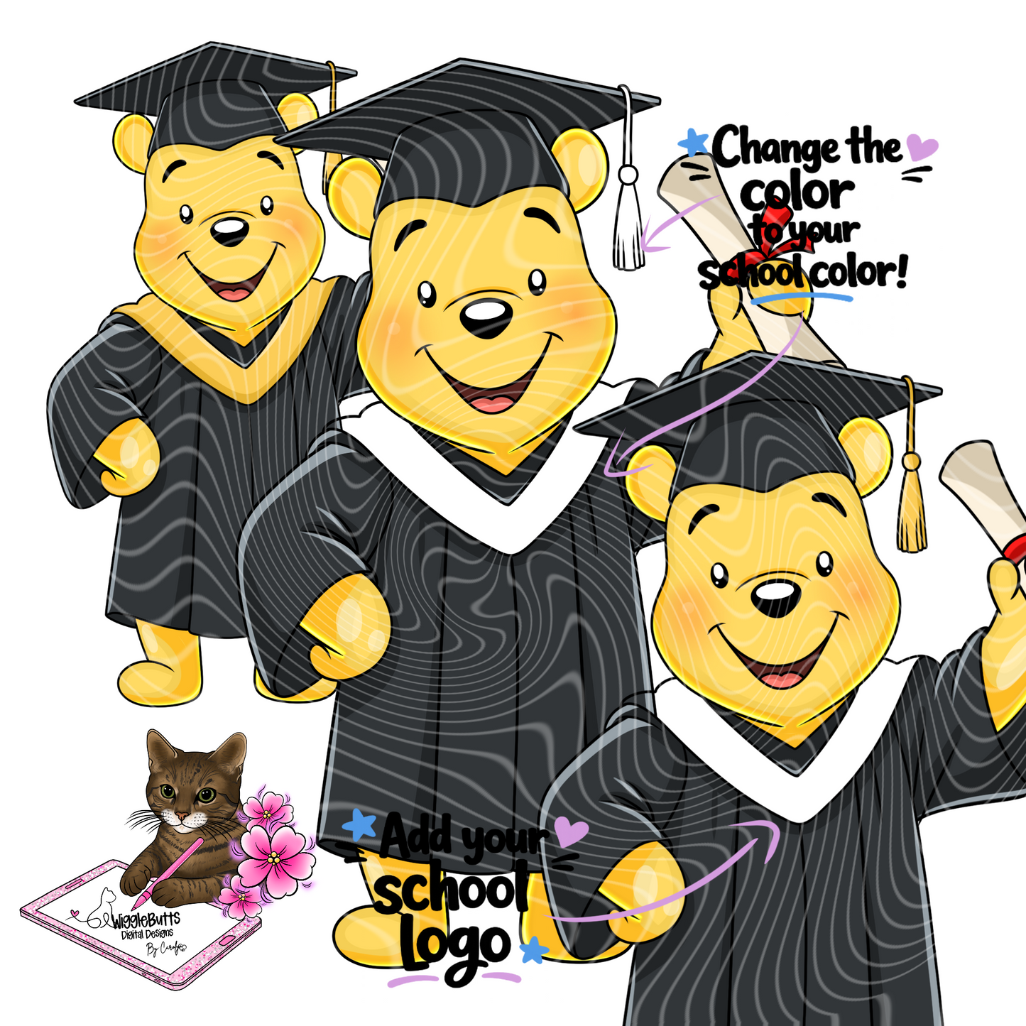 Honey Bear Graduate Graduation Editable ClipArt Bundle