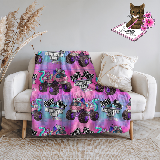 Kitty Cat Dollhouse Monster Truck Seamless File PNG Design