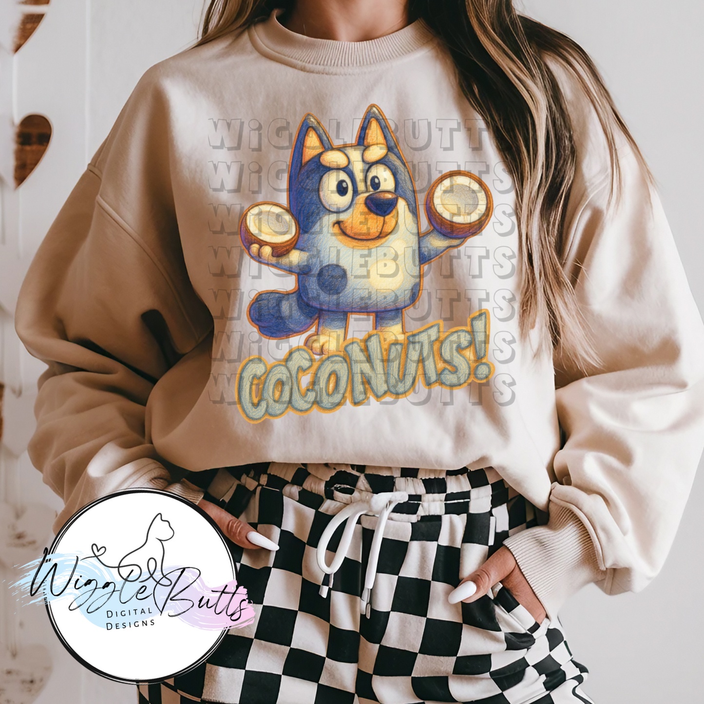 Blue Dog Puppies Grey Dog Coconuts PNG Design