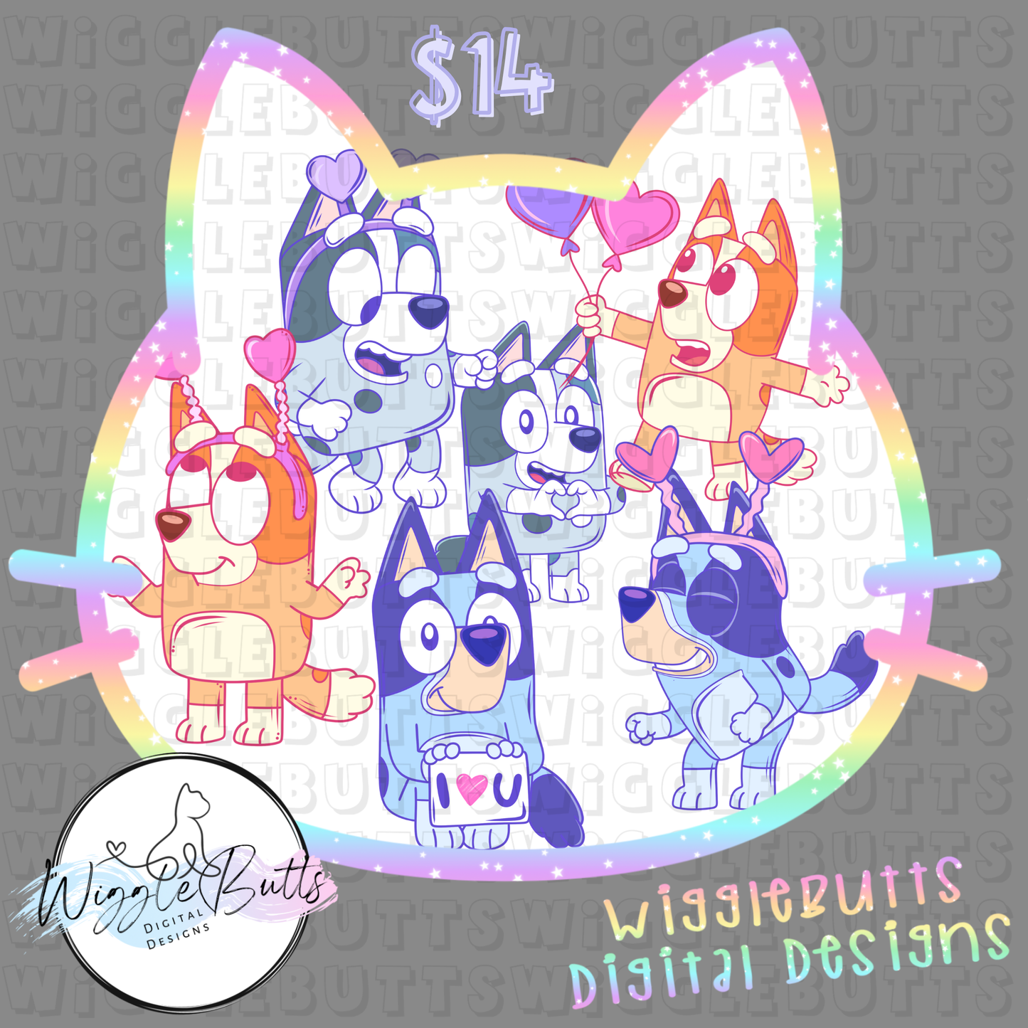 Blue Dog Puppies Valentine's Day ClipArt Bundle