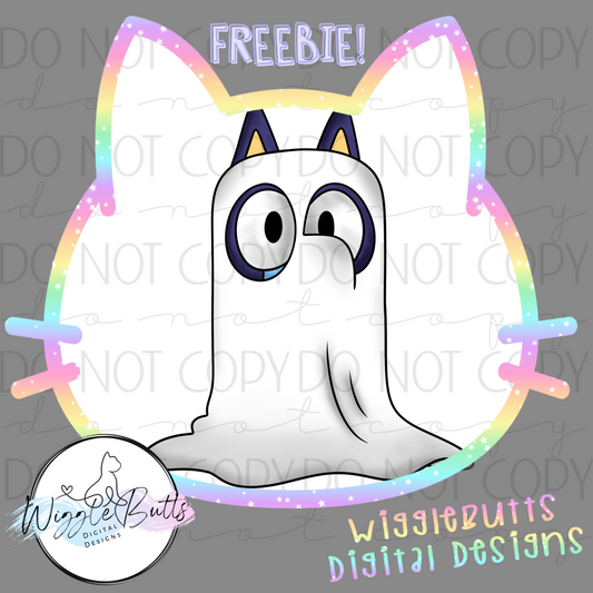 Blue Dog Puppies Boo Halloween Ghost ClipArt Piece