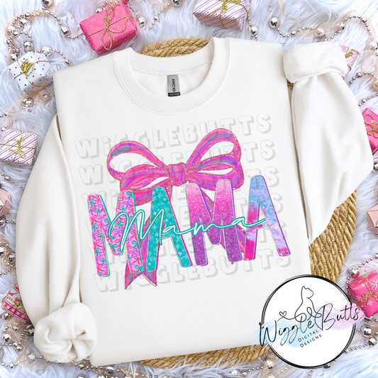 Colorful Painted Mama Bow PNG Design