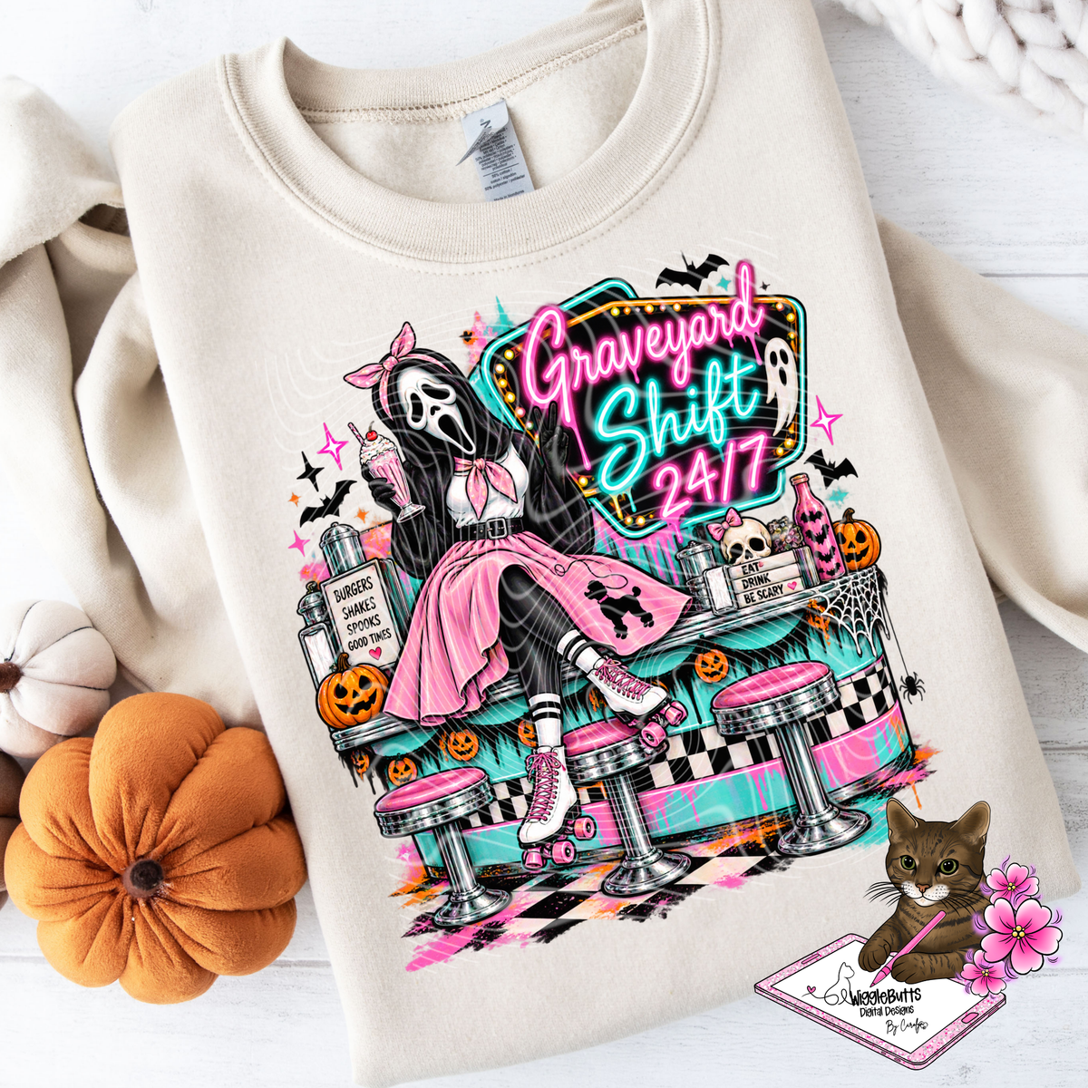 Horror Ghost Graveyard Diner PNG Design