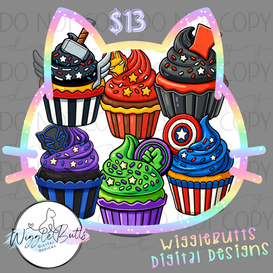 Superheroes Cupcake ClipArt Bundle