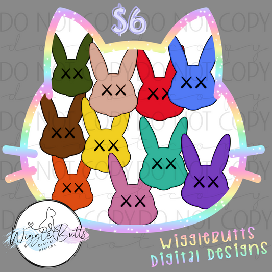 X Eyes Bunny Faces Heads ClipArt Bundle