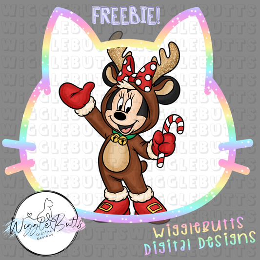 Mouse and Friends Christmas Reindeer ClipArt Piece
