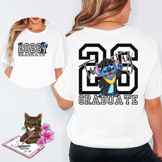 Blue Alien Creature 2026 Graduate Graduation PNG Design Set