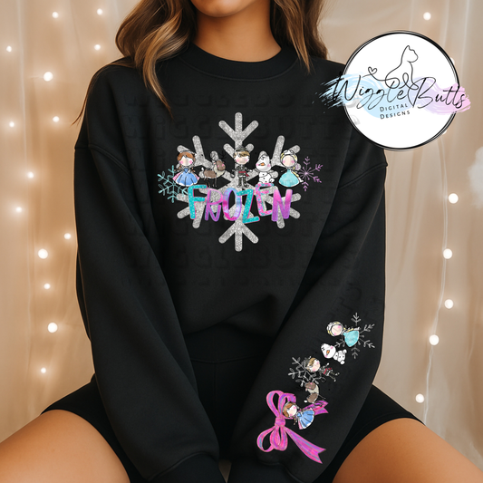 Snowflake Winter Princesses PNG Design and Matching PNG Sleeve Design