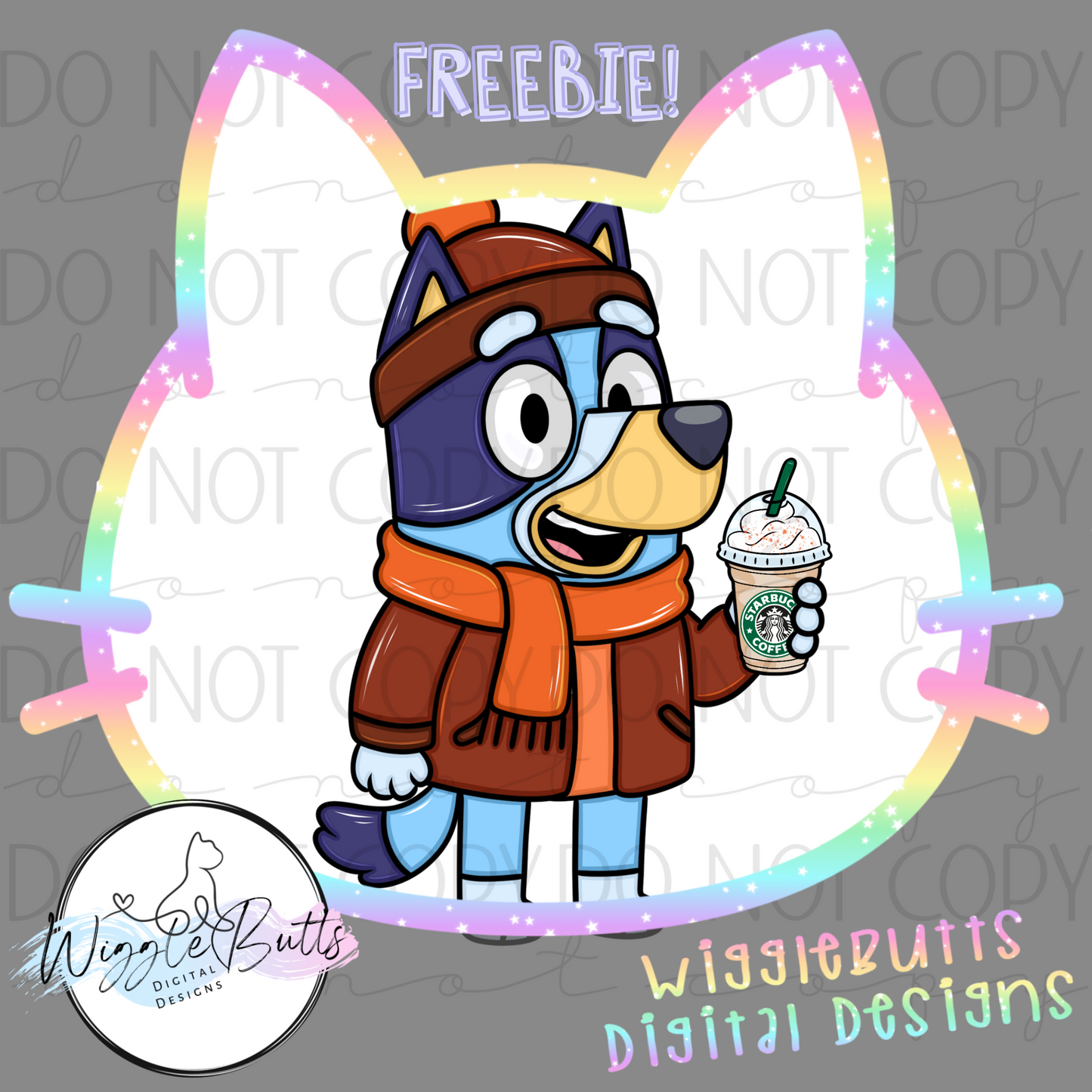 Blue Dog Puppies Boujee Coffee Fall ClipArt Piece