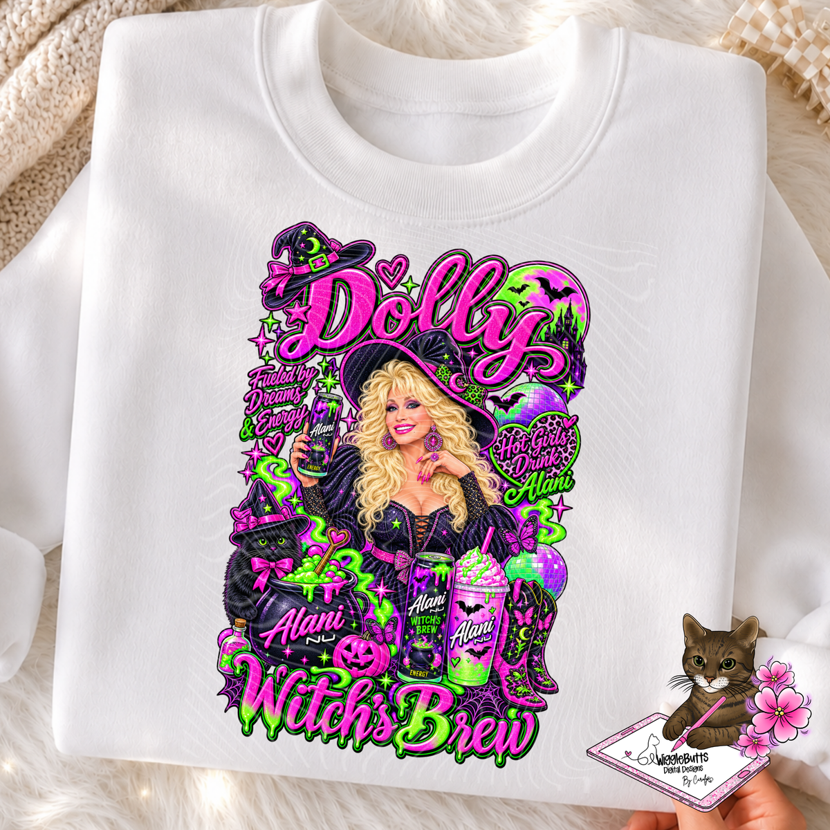 Country Music Singer Energy Drink Witch Halloween Spooky PNG Design