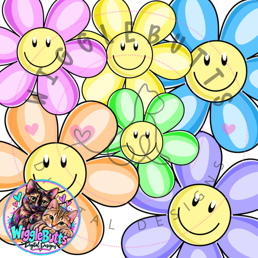 Smiley Face Flowers ClipArt Bundle