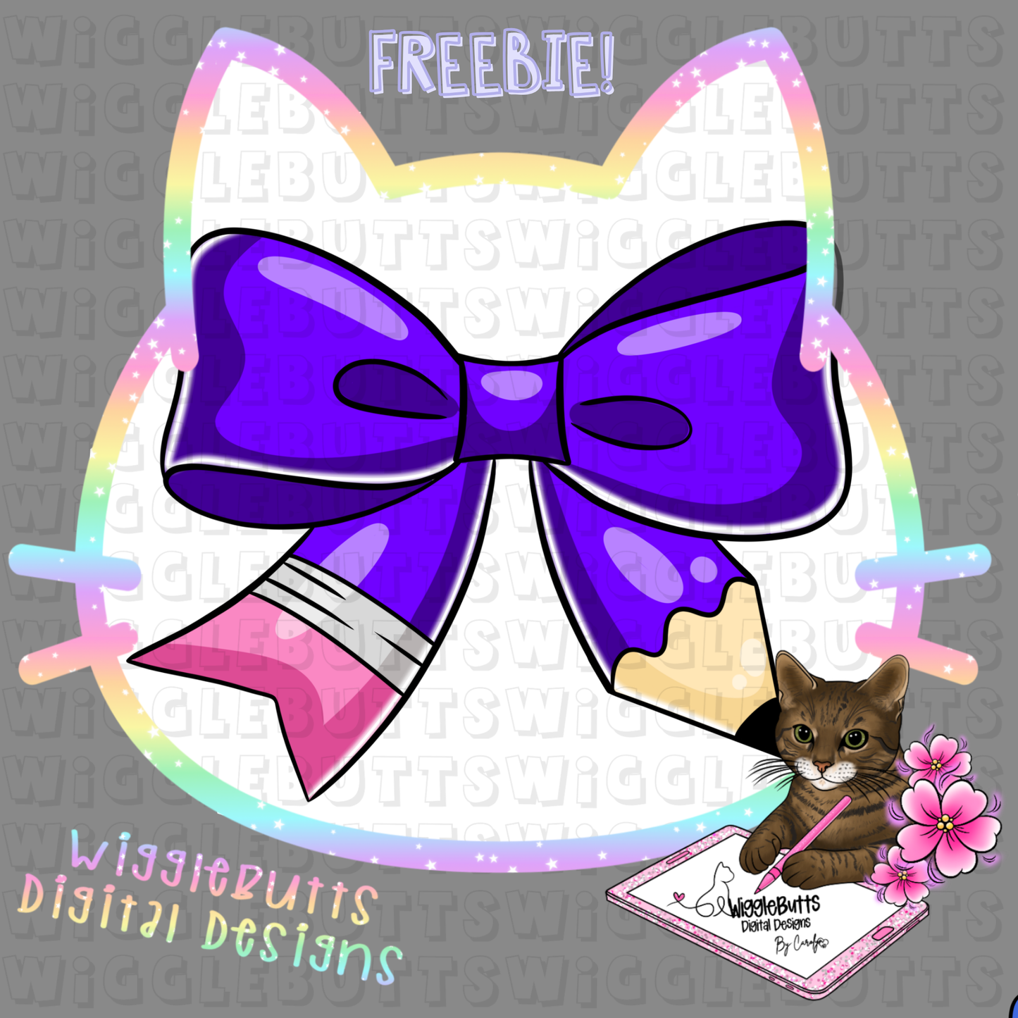 Purple Pencil Bow Back to School Supplies ClipArt Piece