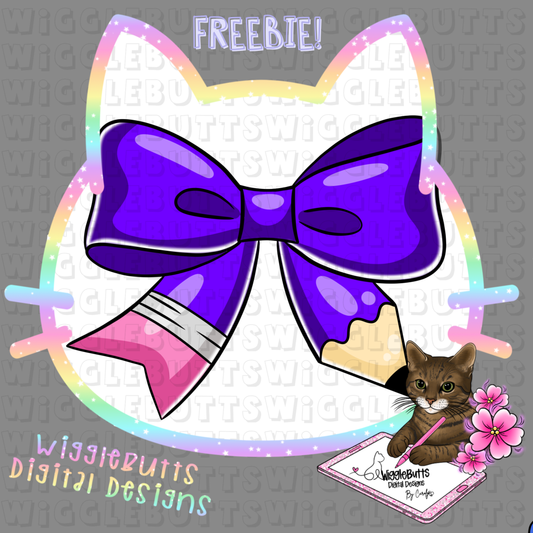 Purple Pencil Bow Back to School Supplies ClipArt Piece