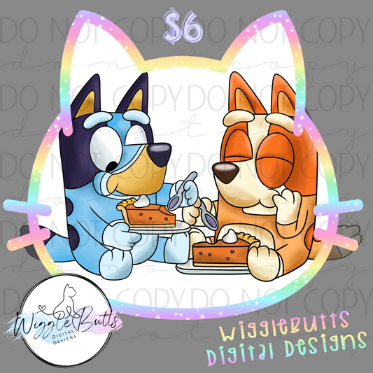 Blue Dog Puppies Thanksgiving Pumpkin Pie ClipArt Bundle