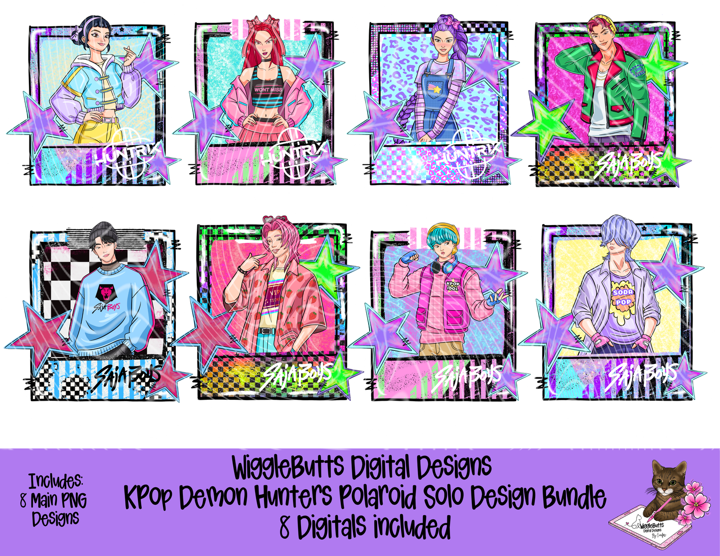 Anime Hunter Girls Soda Boys Polaroid Solo Design Bundle