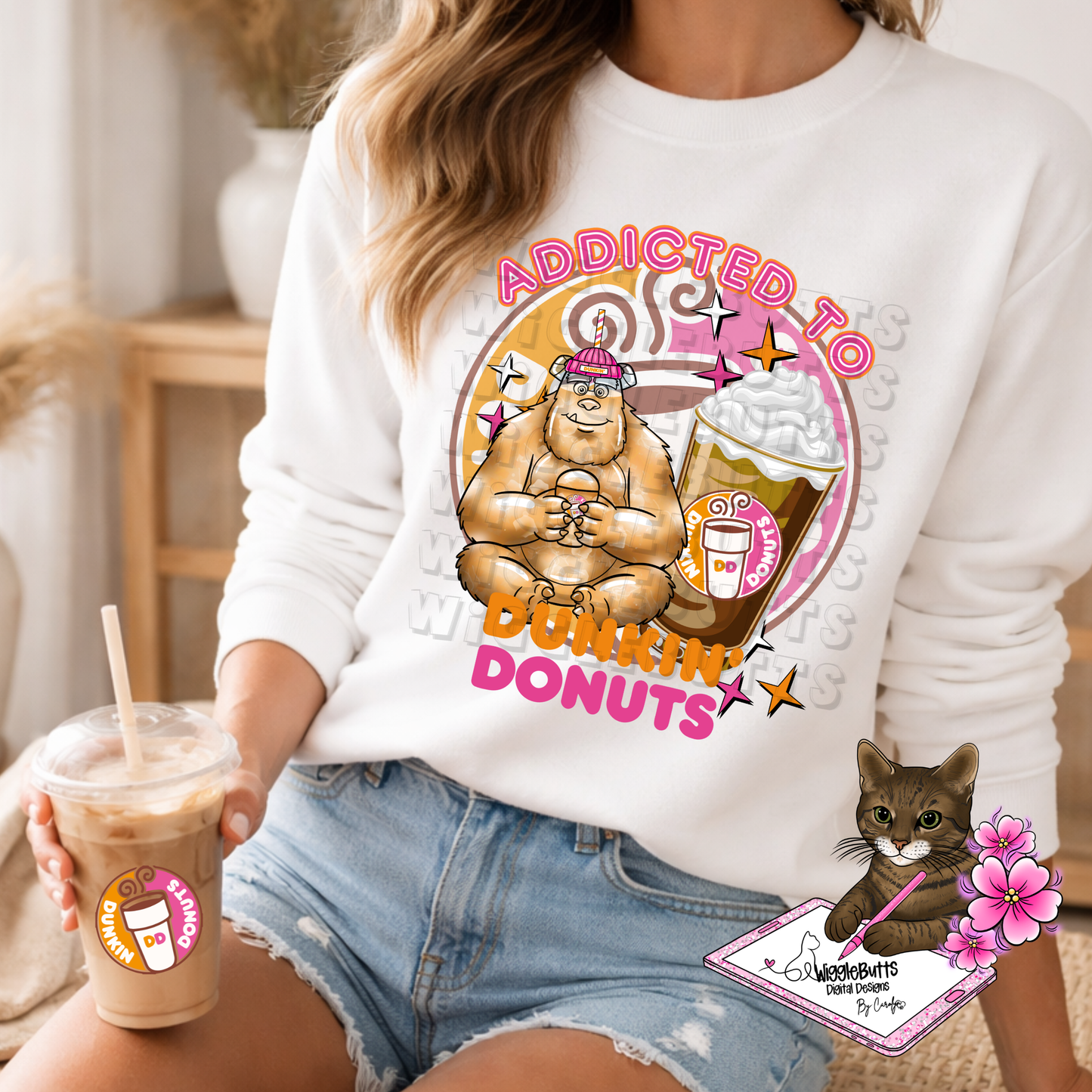 Coffee Lovers Pink and Orange Character Cups Solo Design Bundle
