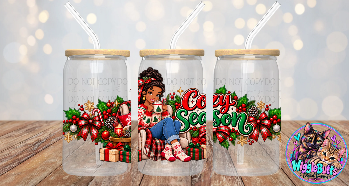 Dark tone Princess Christmas 160z Cup/Jar Wrap PNG Design