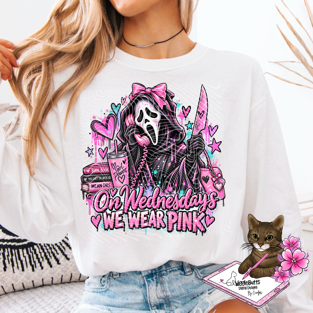 Horror Ghost Halloween Girlie We Wear Pink PNG Design
