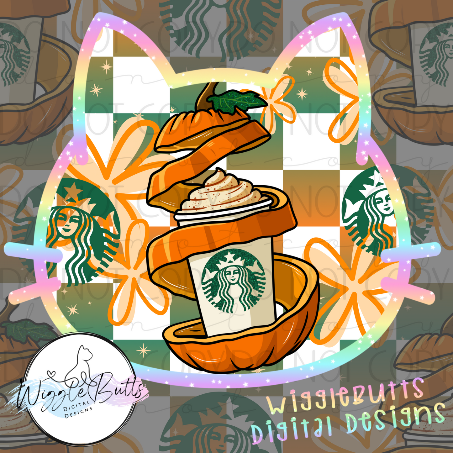 Coffee Pumpkin Spice Latte Checkered Seamless File