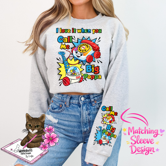 Retro Toys Call Me Big Poppa PNG Design and Matching PNG Sleeve Design