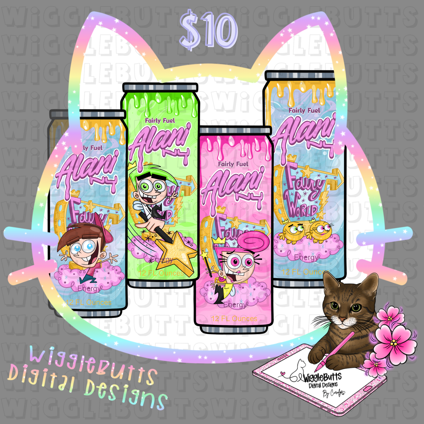 Fairy Parents Energy Drink Cans ClipArt Bundle