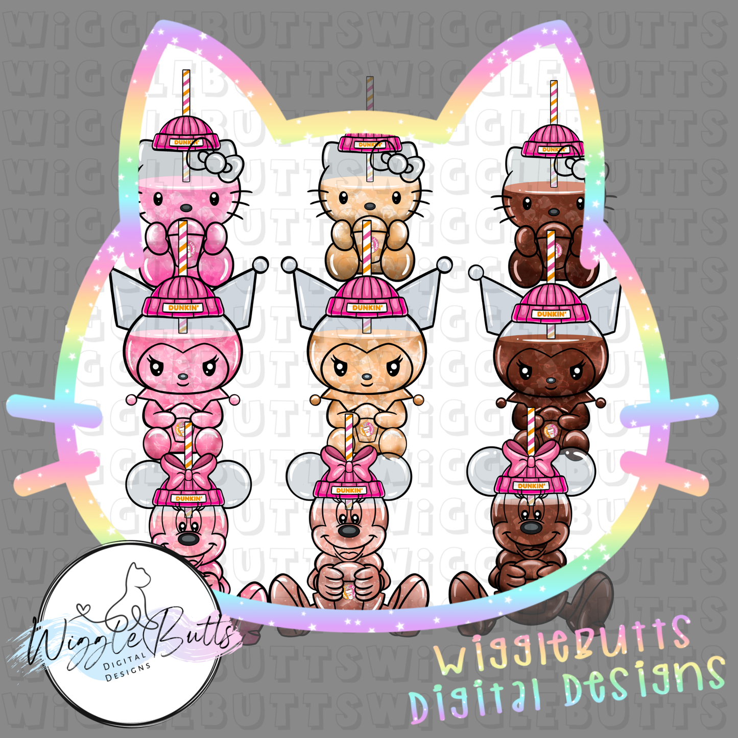 Coffee Lovers Pink Orange Donuts Characters Cups and Matching Elements 82 Piece Semi Exclusive ClipArt Bundle