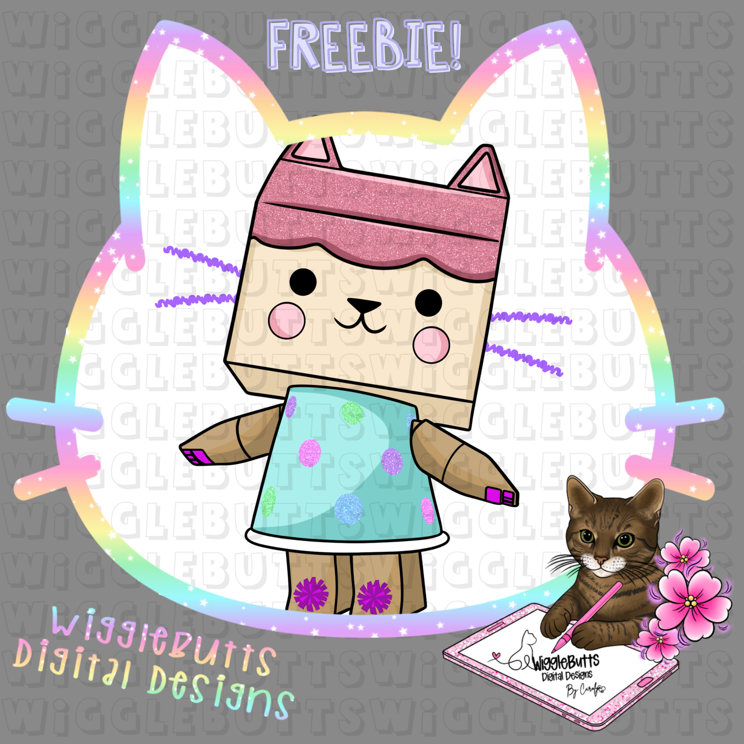 Cat Kitty Dollhouse Box ClipArt Piece
