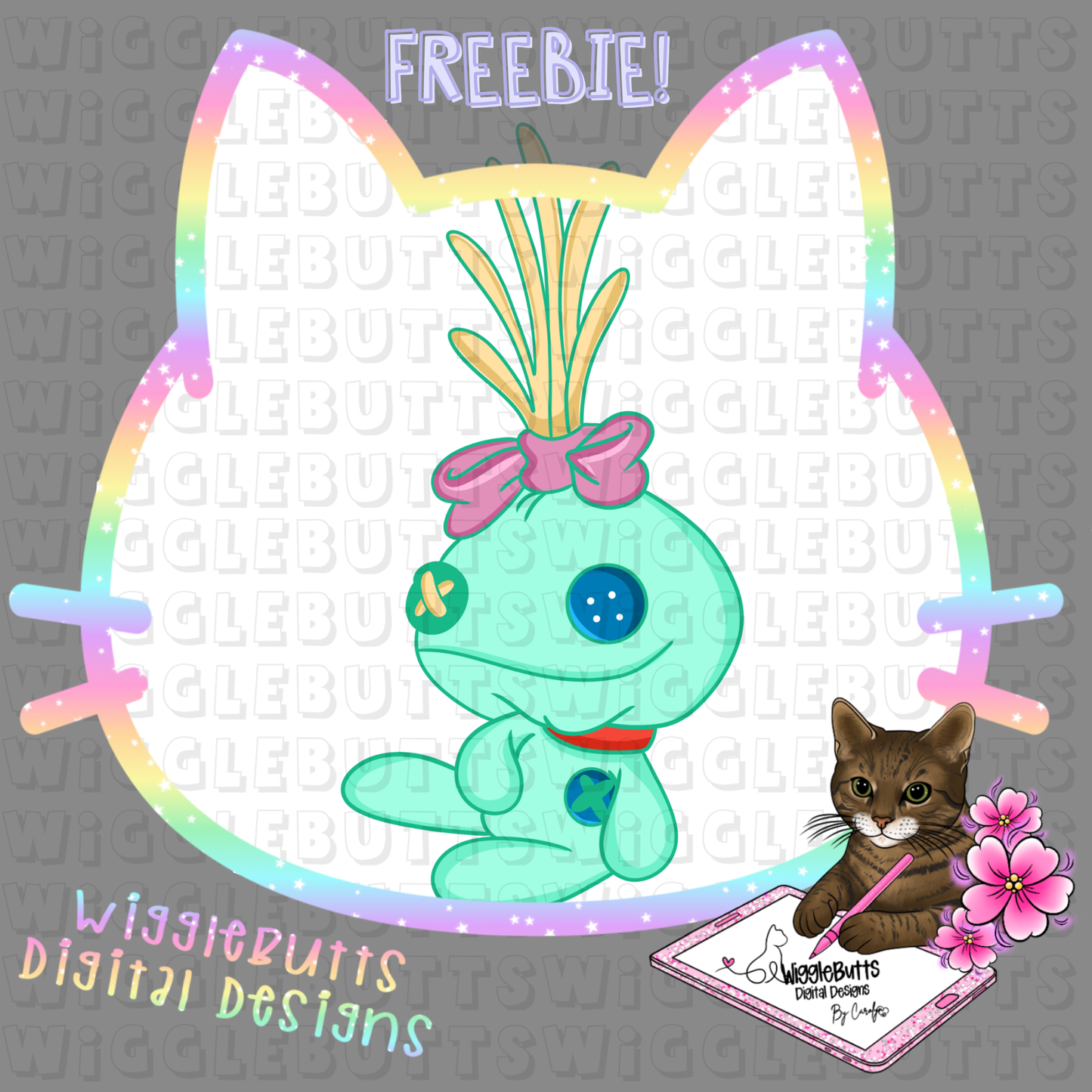 Blue Alien Creature Stuffy ClipArt Piece
