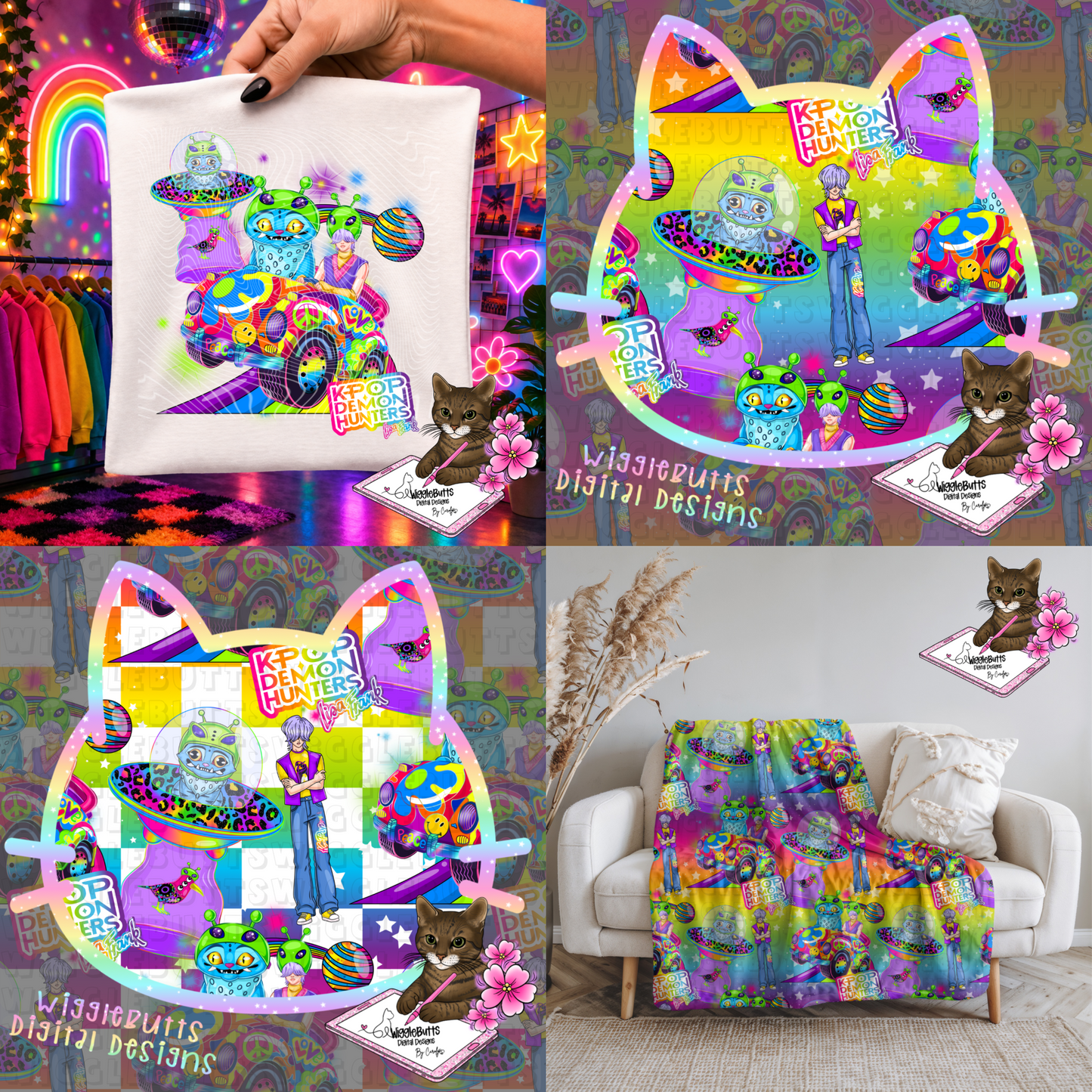 Anime Hunter Girls Soda Boys 90s Rainbow Style Seamless and PNG Solo Bundle