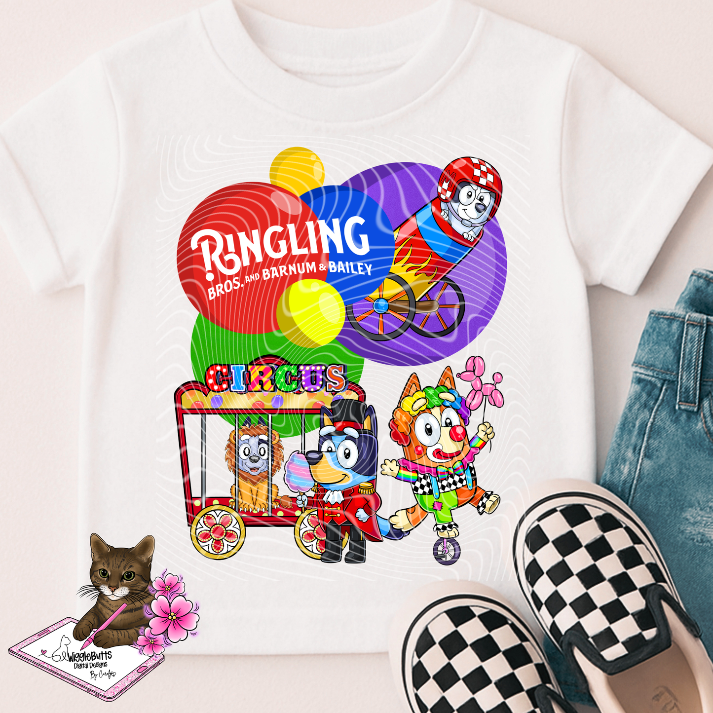 Blue Dog Puppies Circus Carnival PNG Design