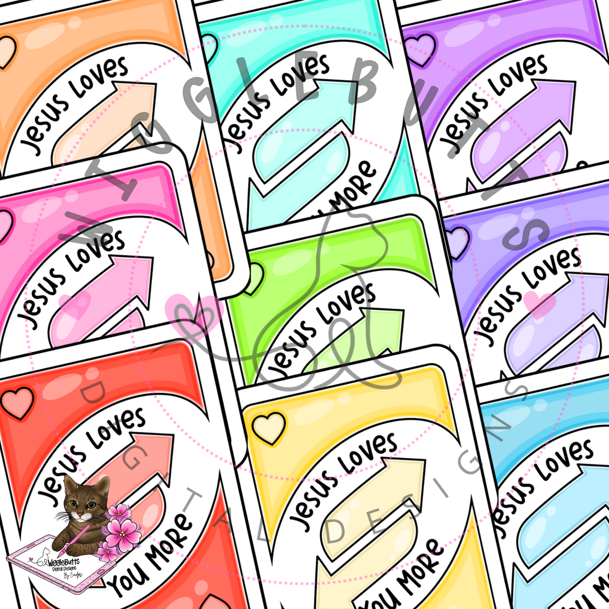 Jesus Loves You More Cards Pastel Rainbow ClipArt Bundle