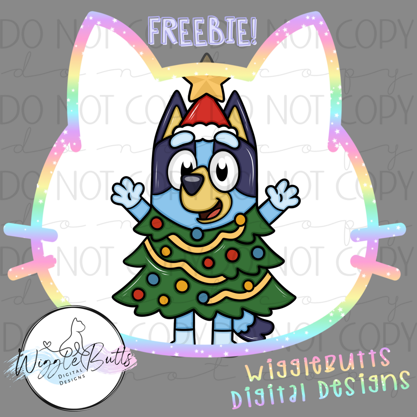 Blue Dog Puppies Christmas Tree ClipArt Piece
