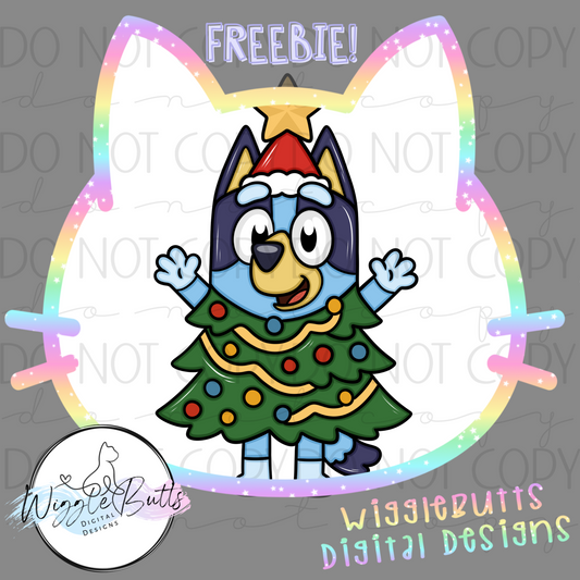 Blue Dog Puppies Christmas Tree ClipArt Piece