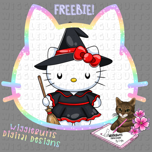 Kitty and Friends Witch Halloween ClipArt Piece