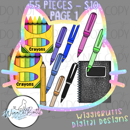 Back to School School Supply ClipArt Bundle