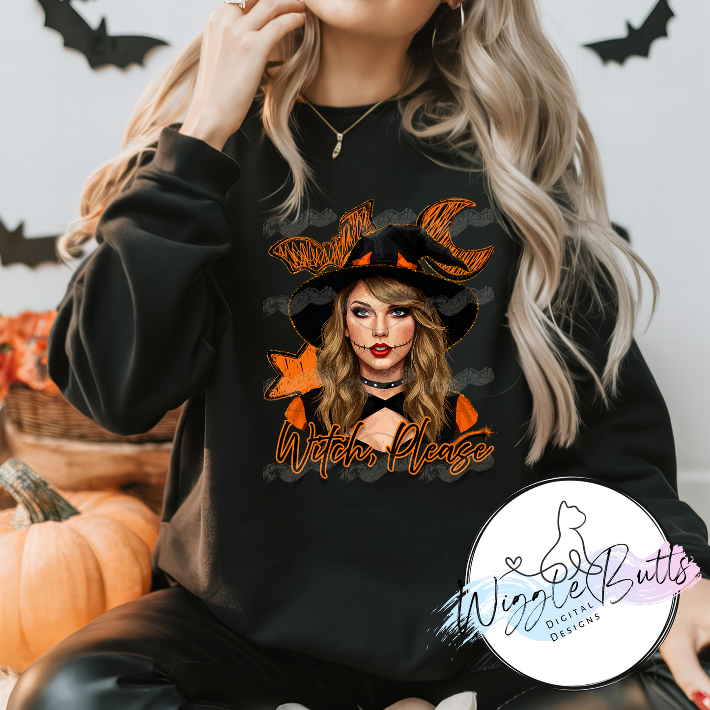 Pop Singer Girl Halloween Witch Please PNG Design