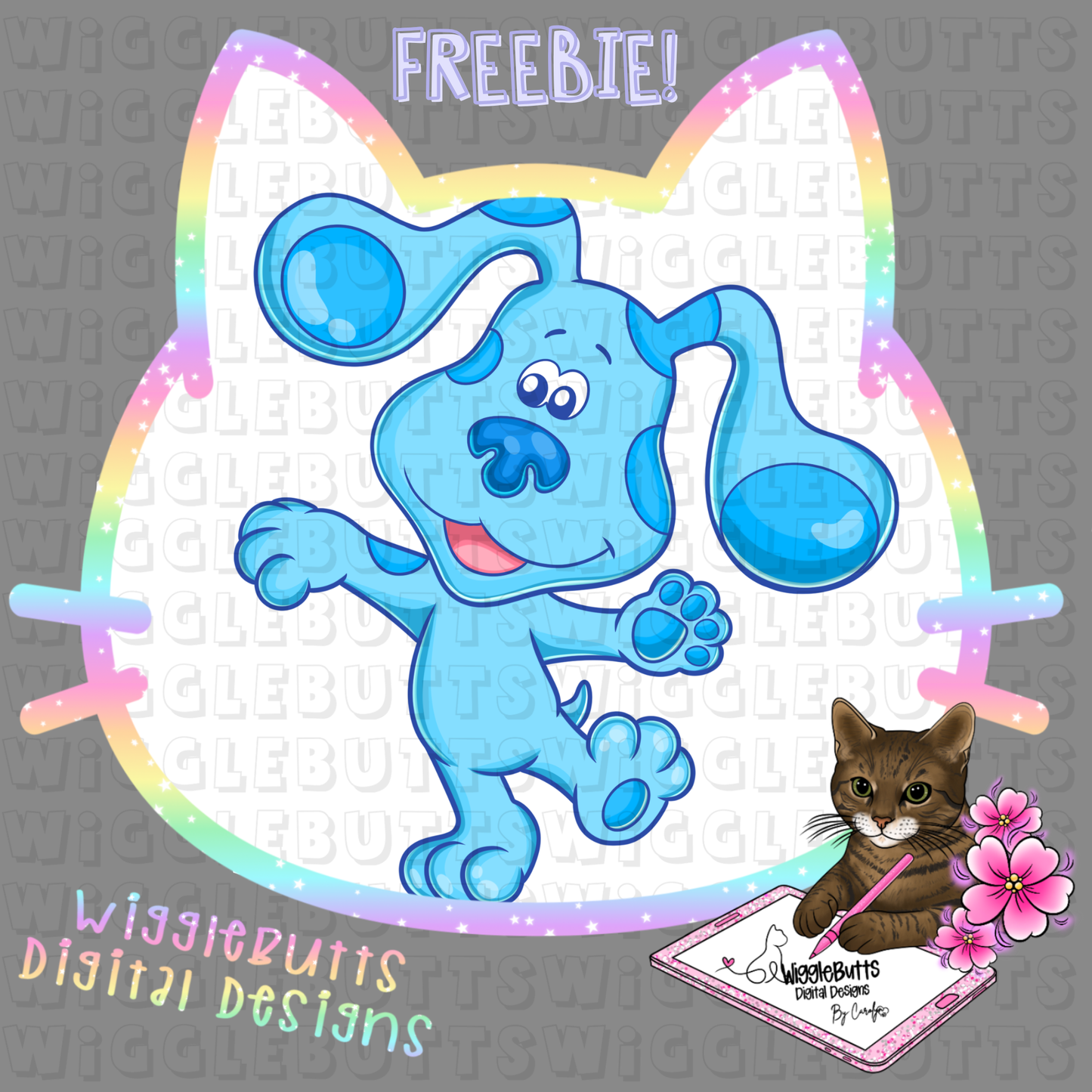 Retro Blue Dog ClipArt Piece