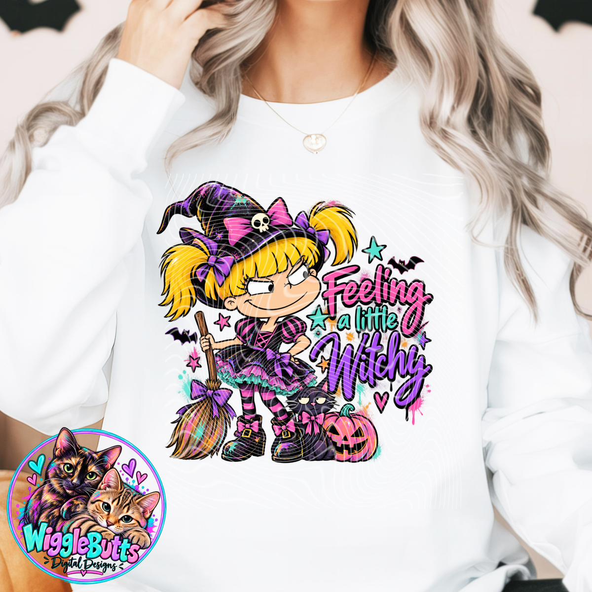 Retro Babies Blonde Witch Halloween PNG Design