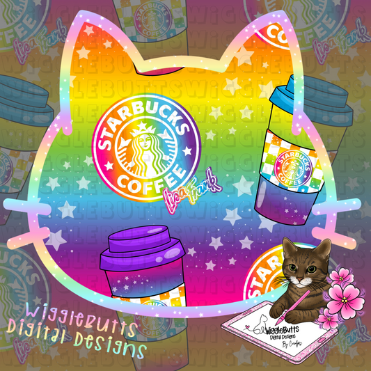 Coffee Lovers 90s Rainbow Style Green Girl Seamless File PNG Design