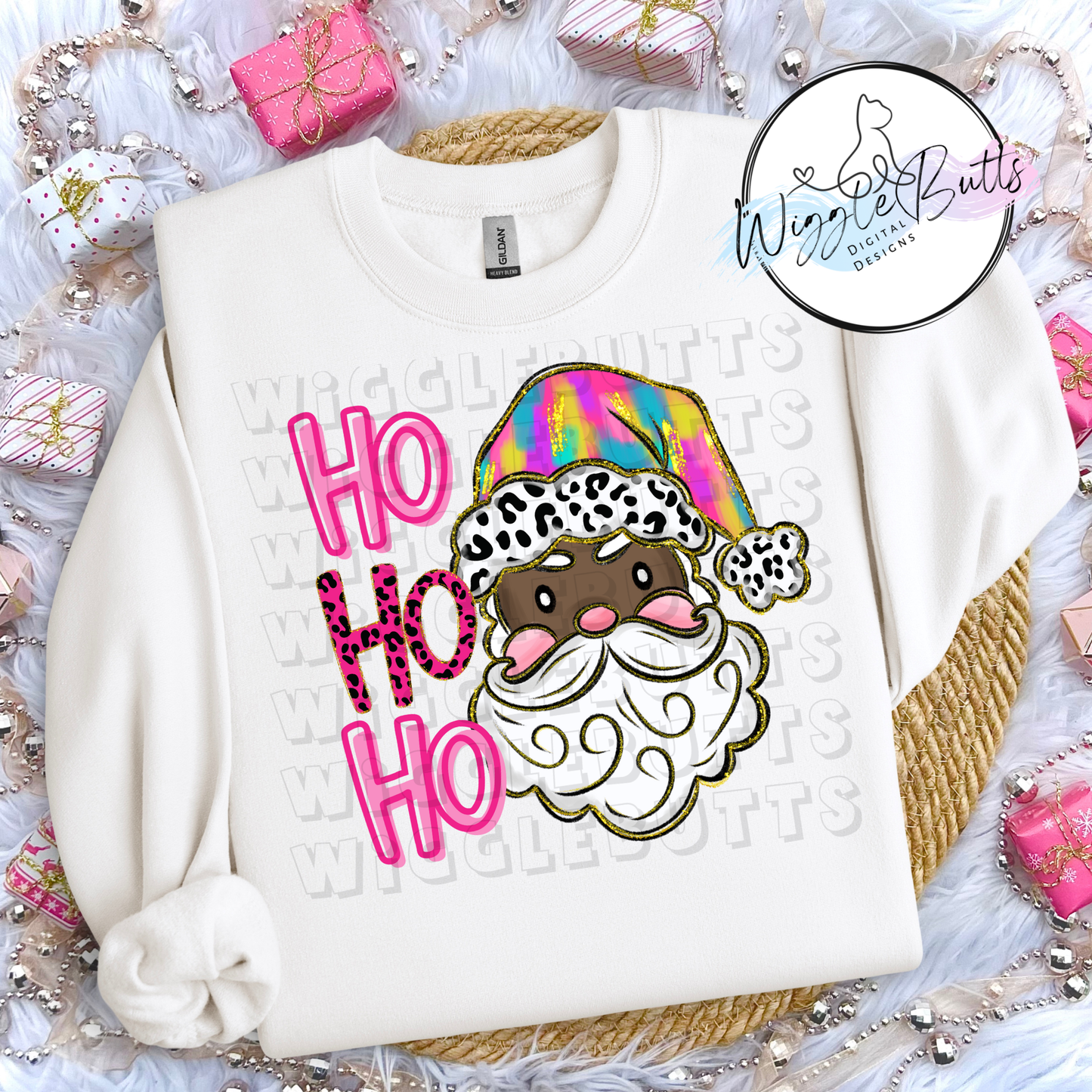 Painted Paint Stroke Santas Colorful Christmas Ho Ho Ho PNG Designs Bundle