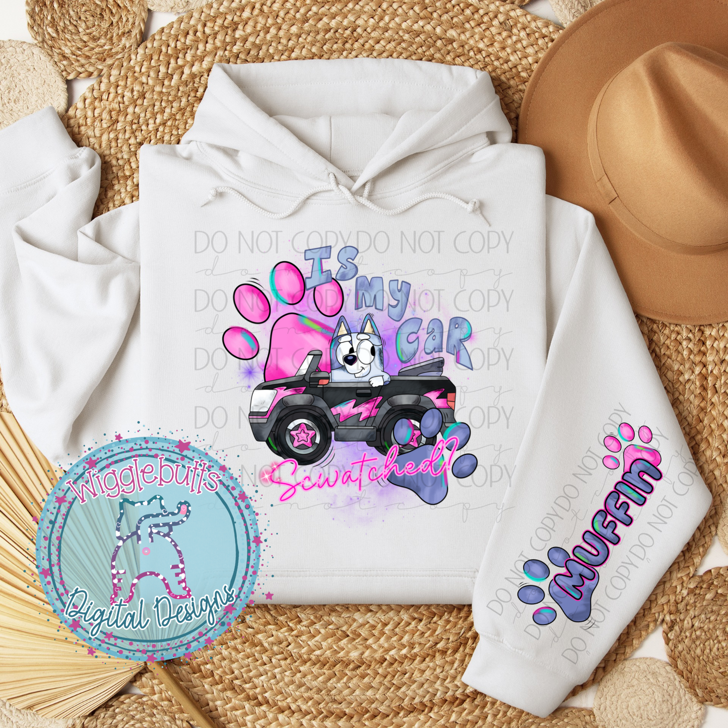 Dogs Puppy Is my Car Scwatched PNG and Matching Sleeve Design