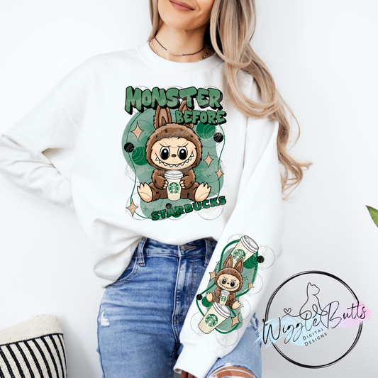 Little Monsters Coffee PNG Design and Matching PNG Sleeve Design