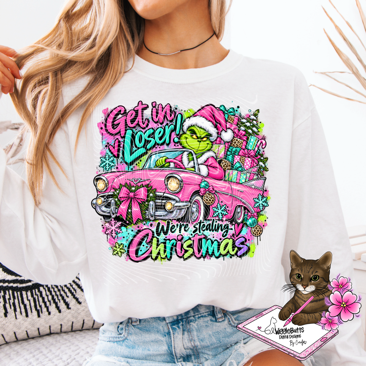Green Guy get in Loser We're stealing Christmas PNG Design