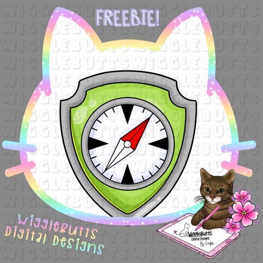 Dog Paws Shield Light Green Compass ClipArt Piece