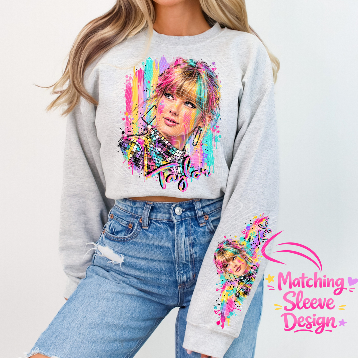 Pop Singer Country Singer Pastel Painted PNG Design and Matching PNG Sleeve Design