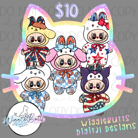 Little Monsters Kitty and Friends 4th of July ClipArt Bundle