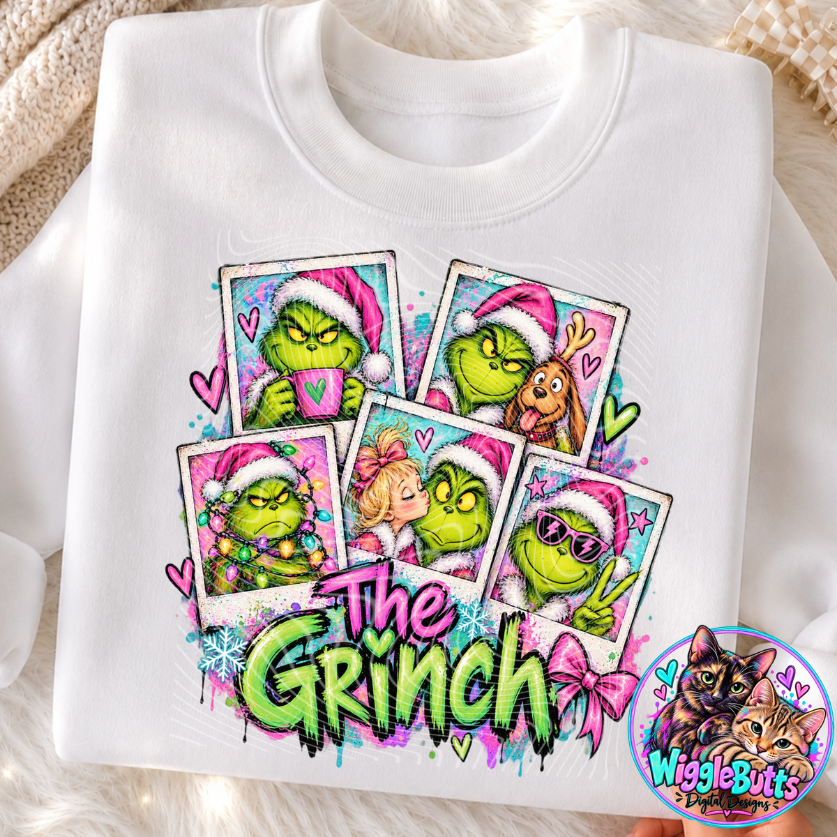 Green Guy Christmas Polaroids PNG Design